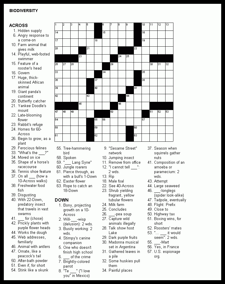 Printable Daily Crosswords For July 2018 Printable