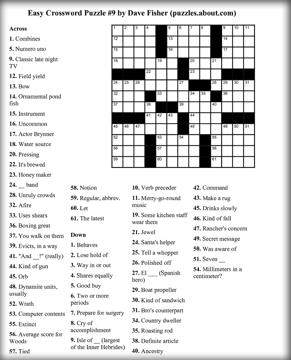 Tv Guide Crossword Puzzles Free Printable Crossword Puzzles