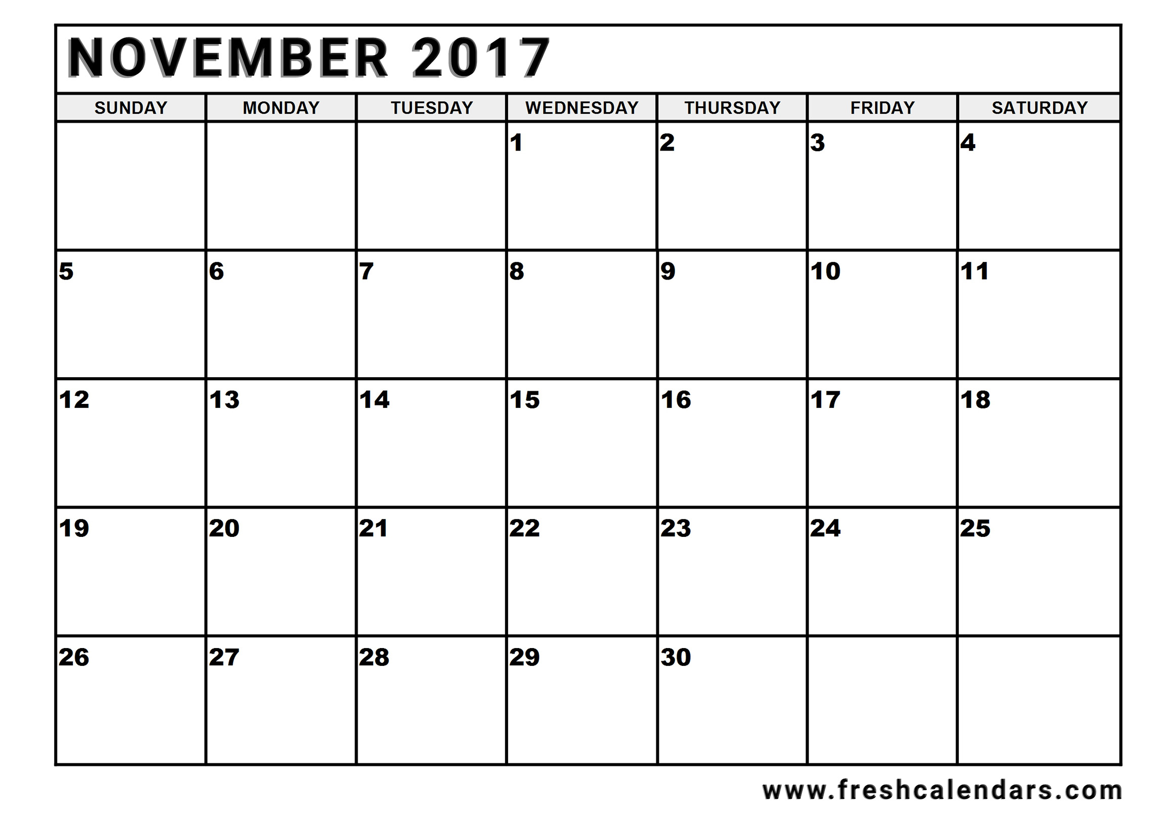 2017november Calendar Printable With Lines