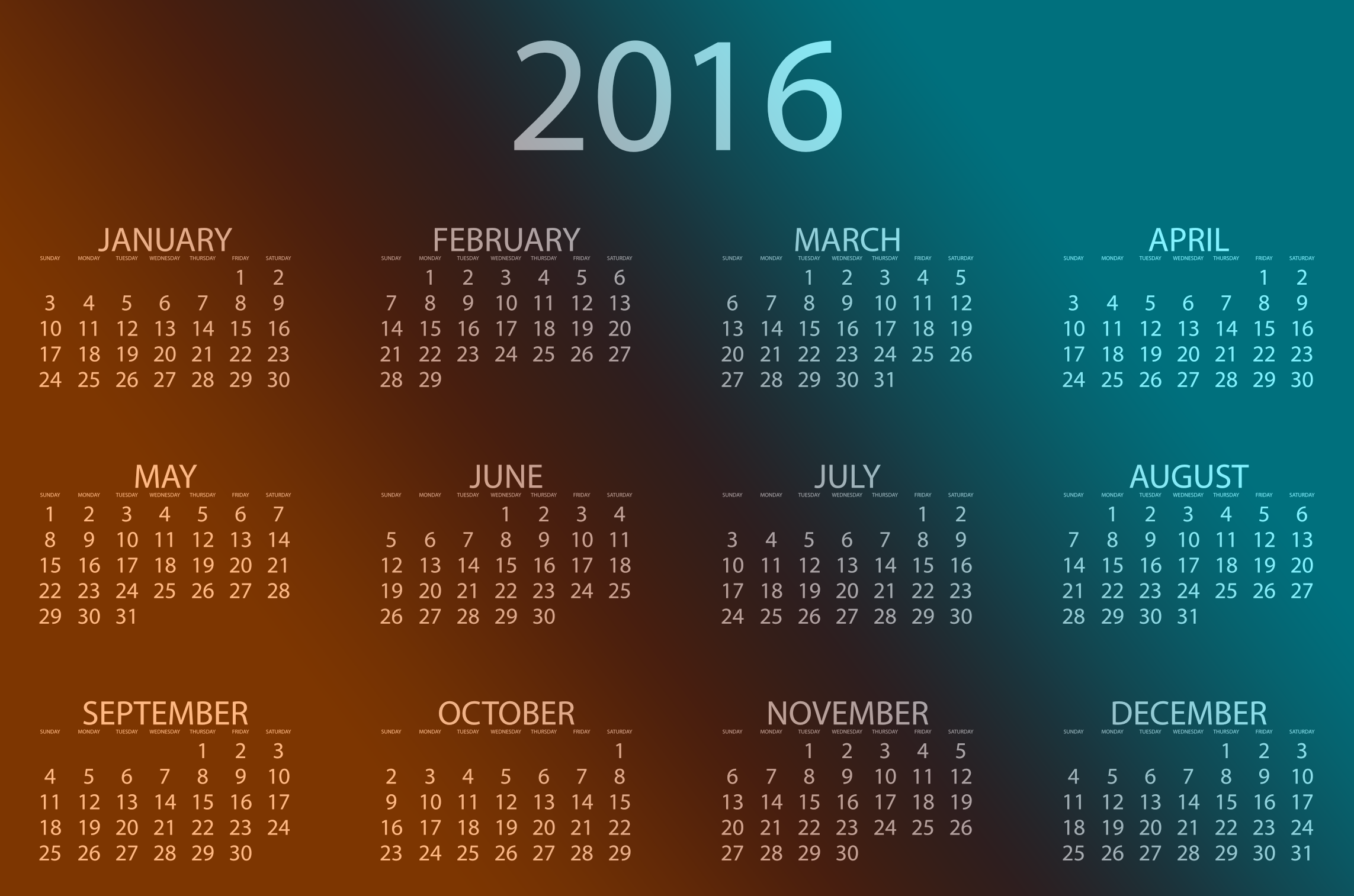 2016 calendar printable-1