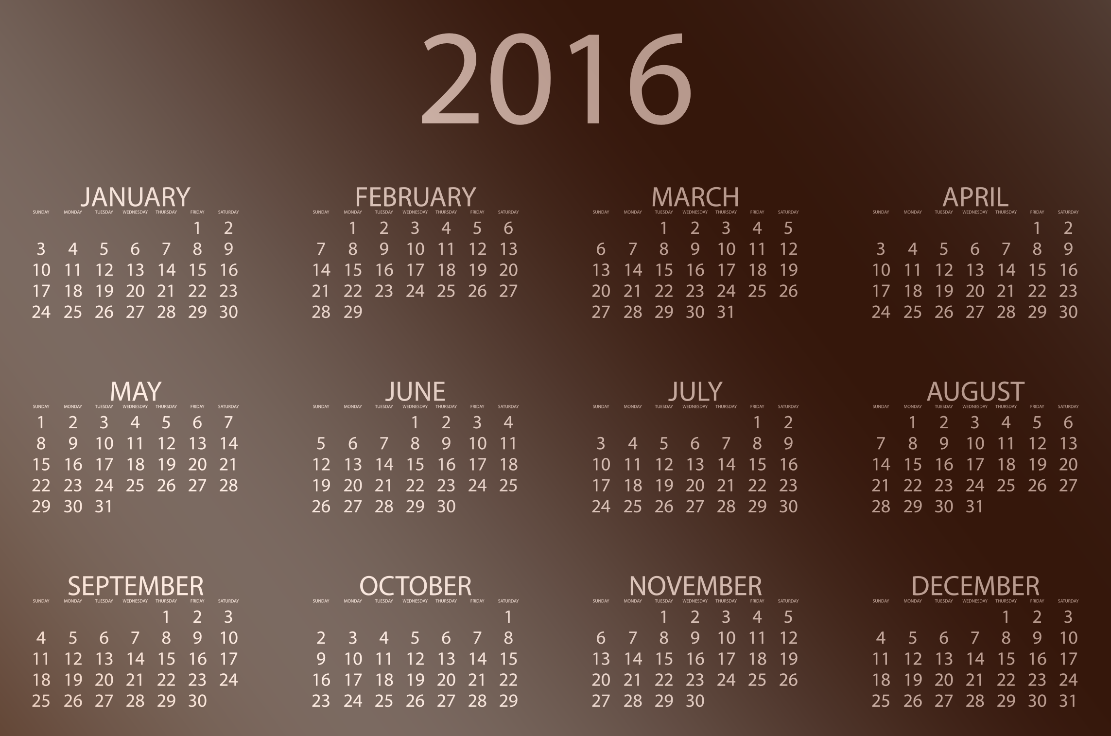 Calendar 2016 printable