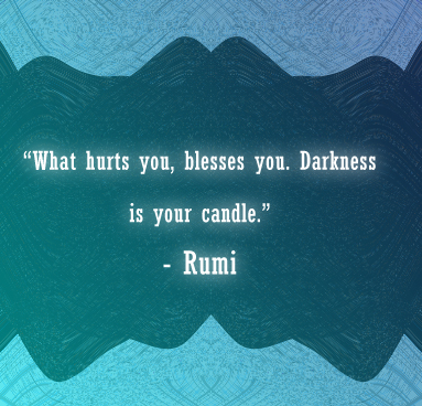 Rumi quotes poster on Darkness and candle