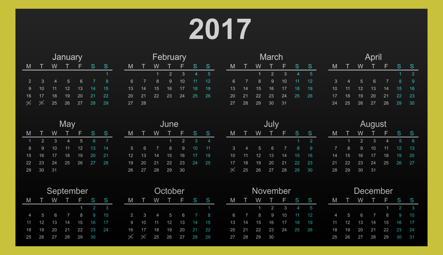 2017 calendar printable