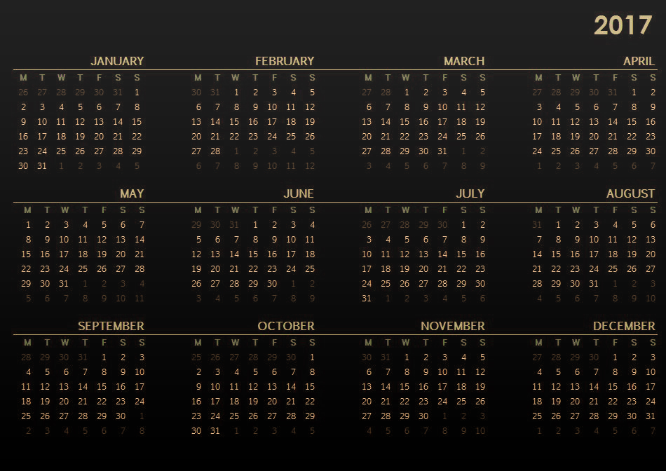 Printable calendar 2017