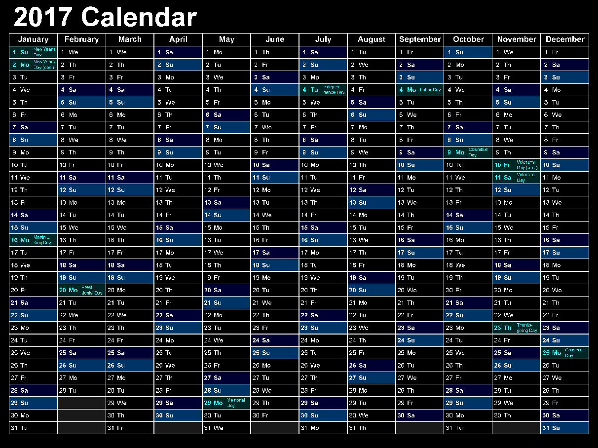 Download printable calendar 2017