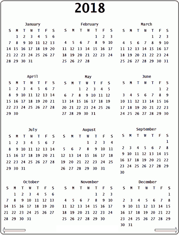 2018 calendar printable