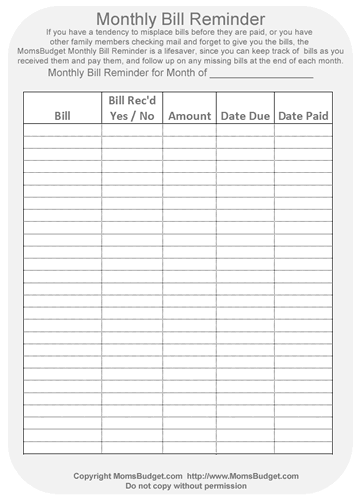 Printable blank budget planning worksheet