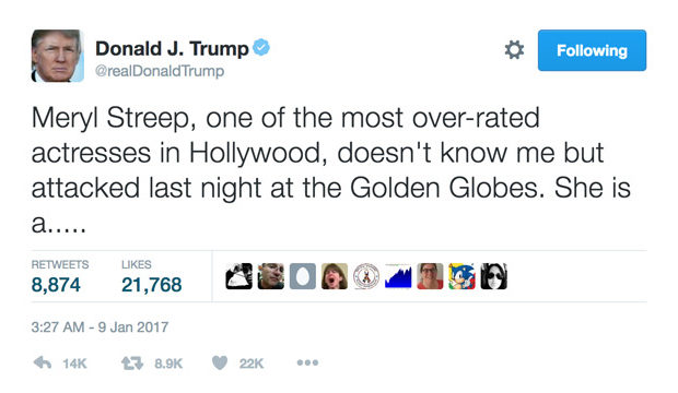 Most famous tweets of 2017 by Donald Trump