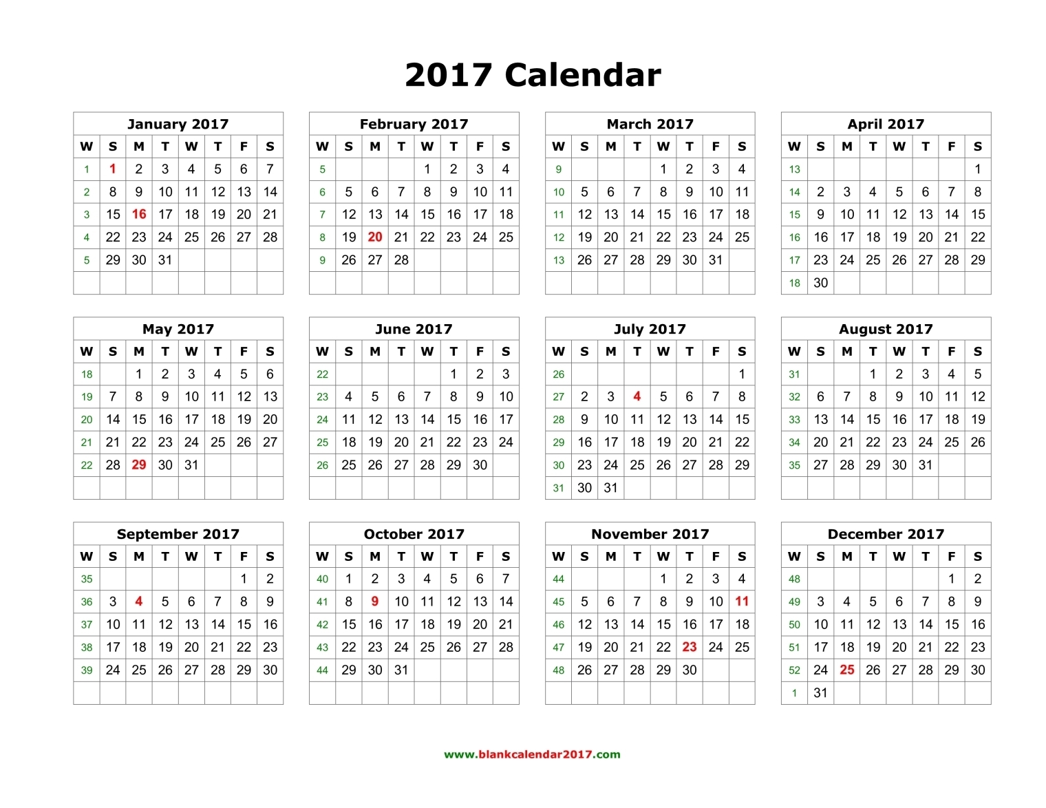 2017 calendar free