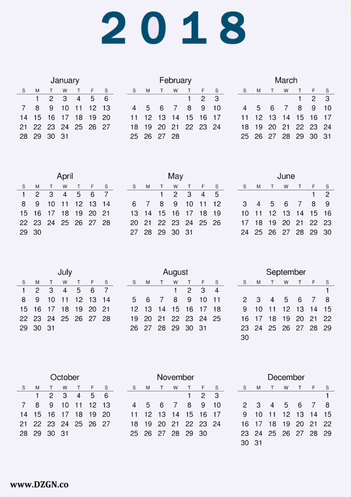 2018 calendar printable – Printable graphics