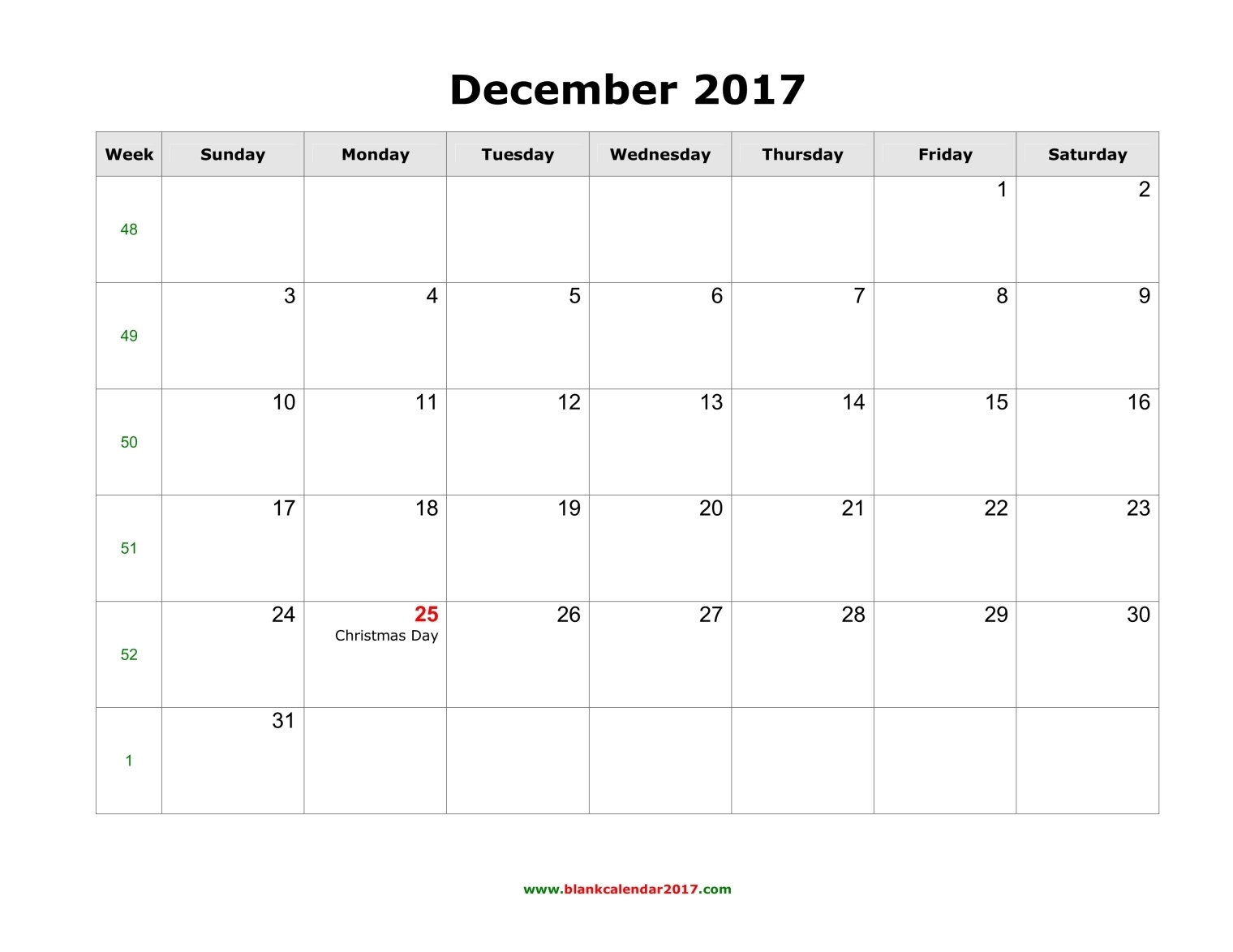 December 2017 calendar printable with holidays free