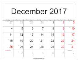 December 2017 calendar printable with holidays (2)