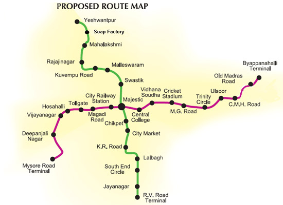 Printable Metro route map bangalore