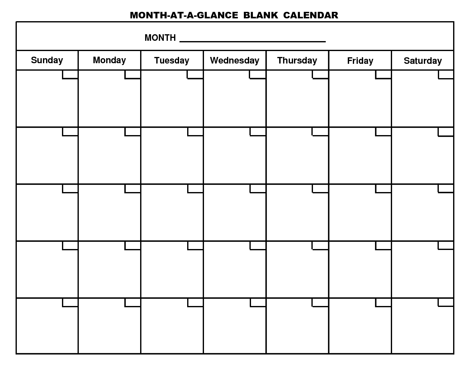 Download Printable monthly calendar template 