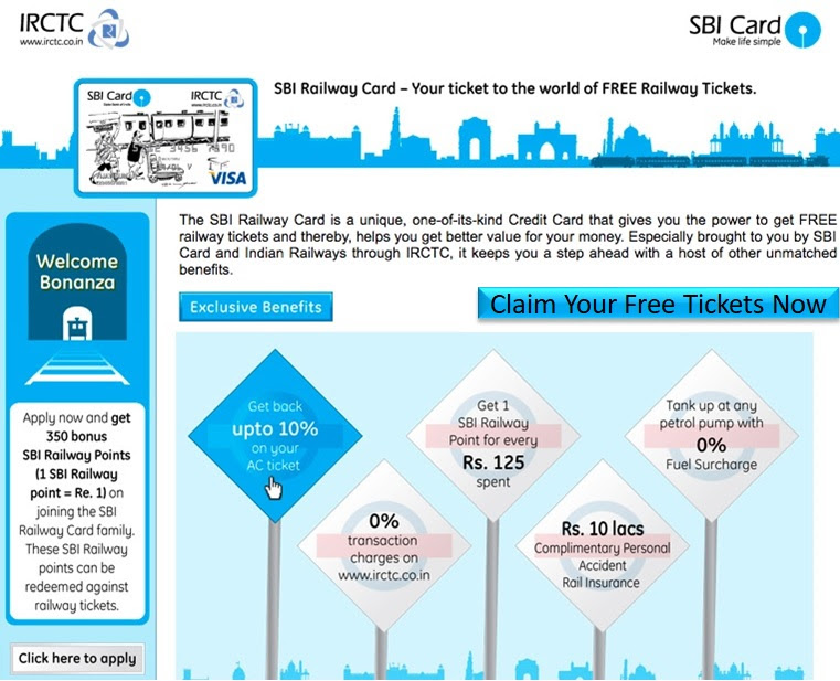 Free Railway Tickets from IRCTC with SBI CARD