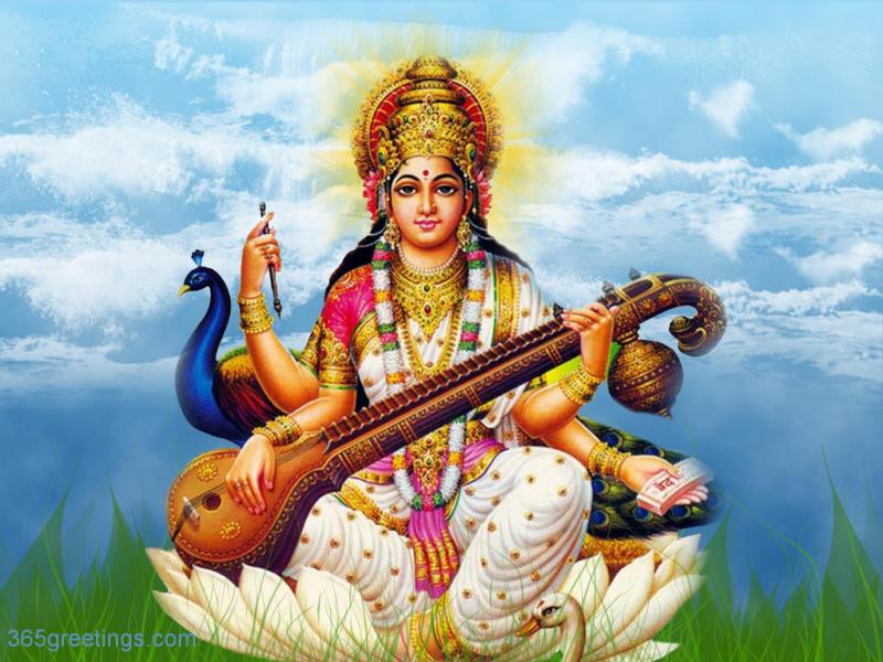 Printable hindu gods wallpapers - sarasvati devi