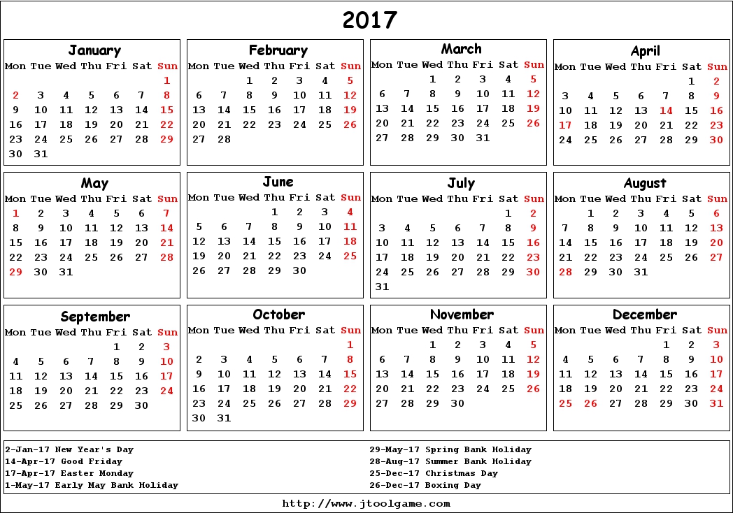 Printable indian calendar 2017 with holidays list