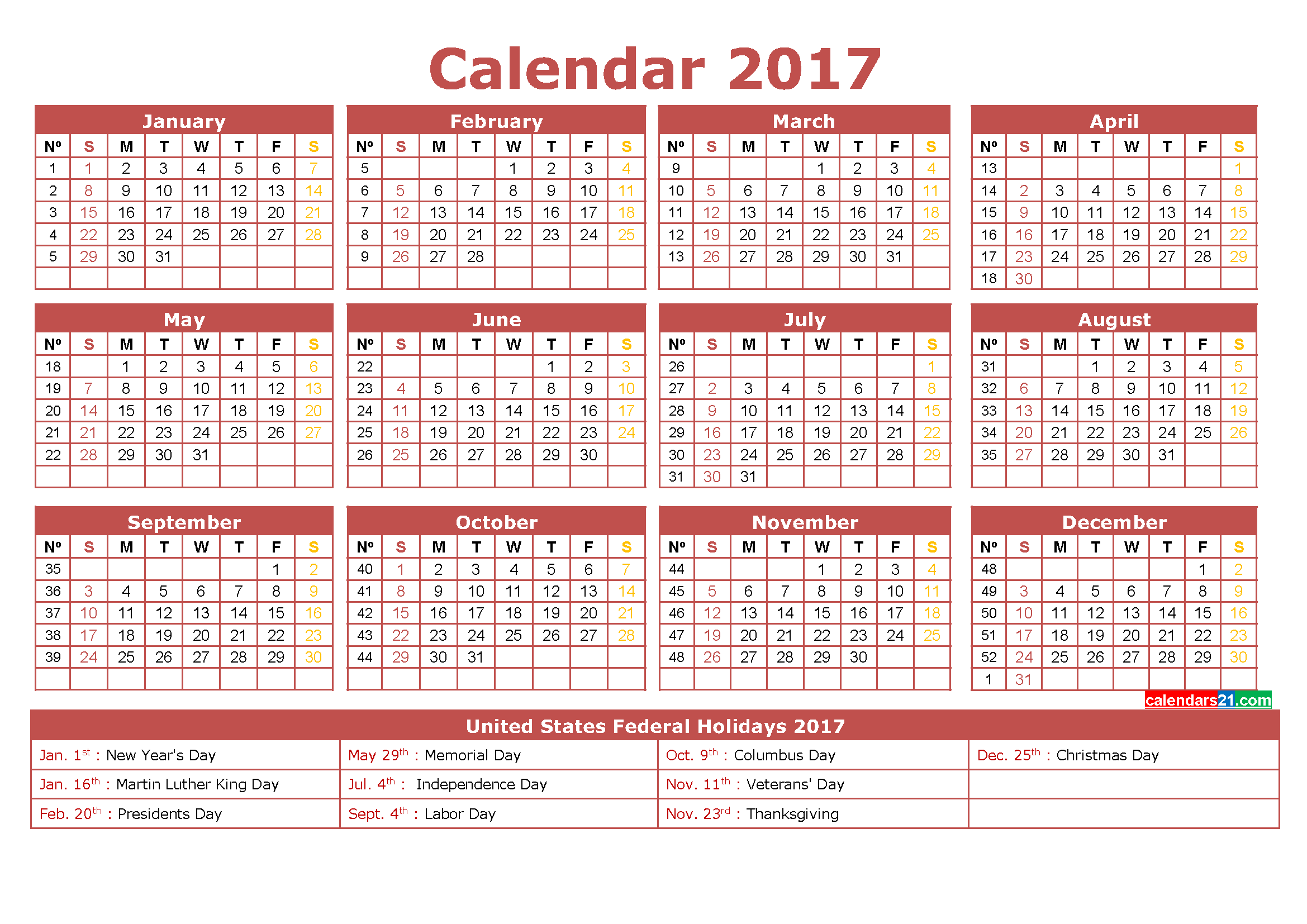 Printable indian calendar 2017 