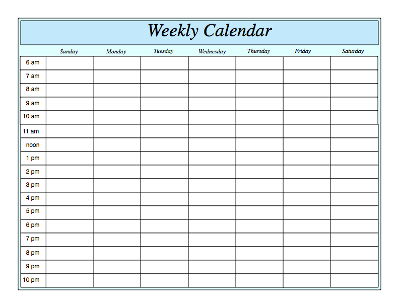 Printable weekly calendar template (1)