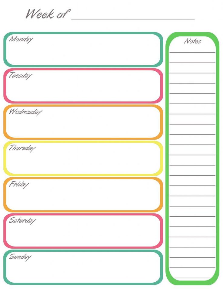 Printable weekly calendar template (2)