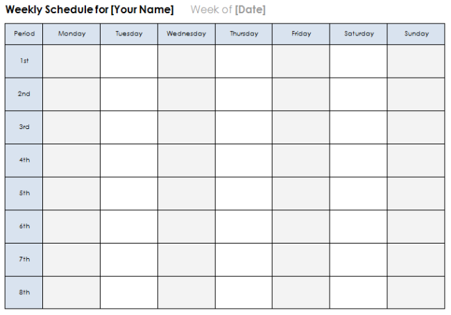 Printable weekly calendar template (3)