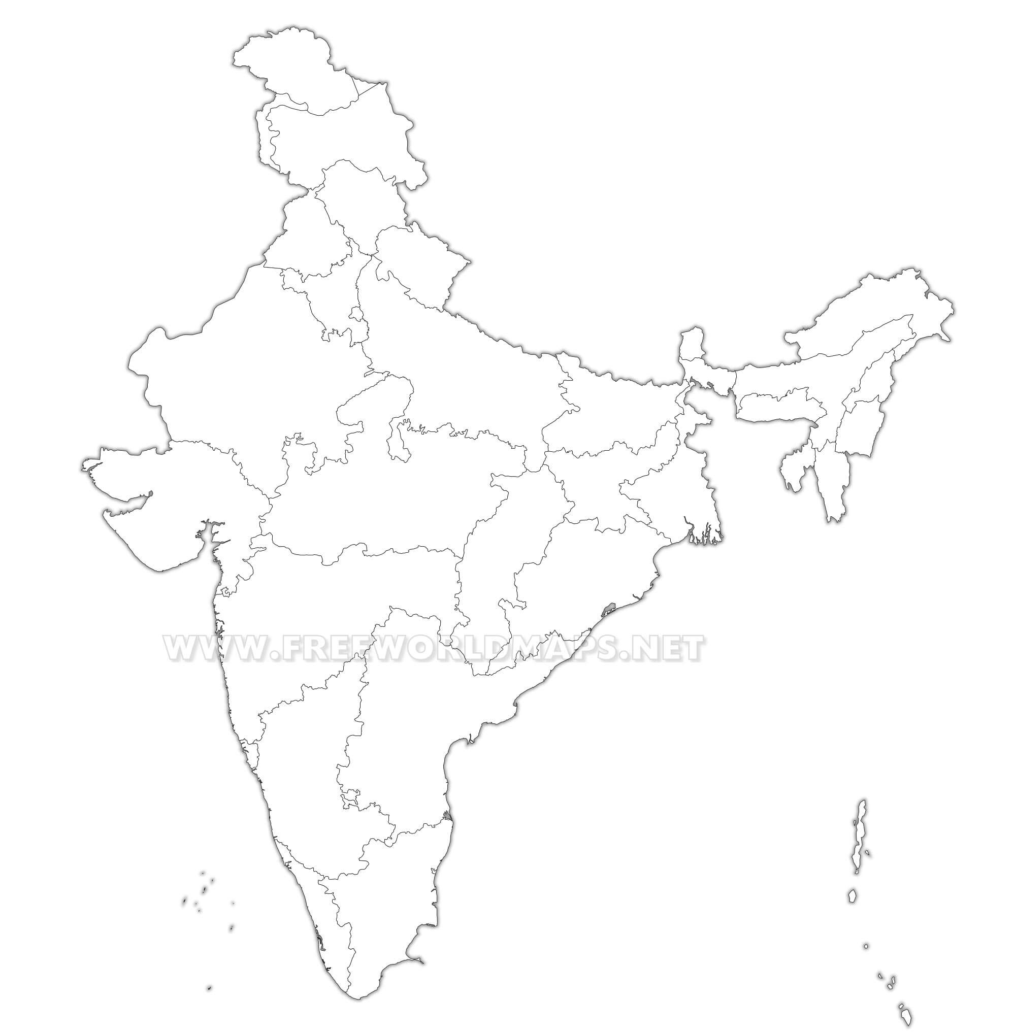 Blank political map of india HD