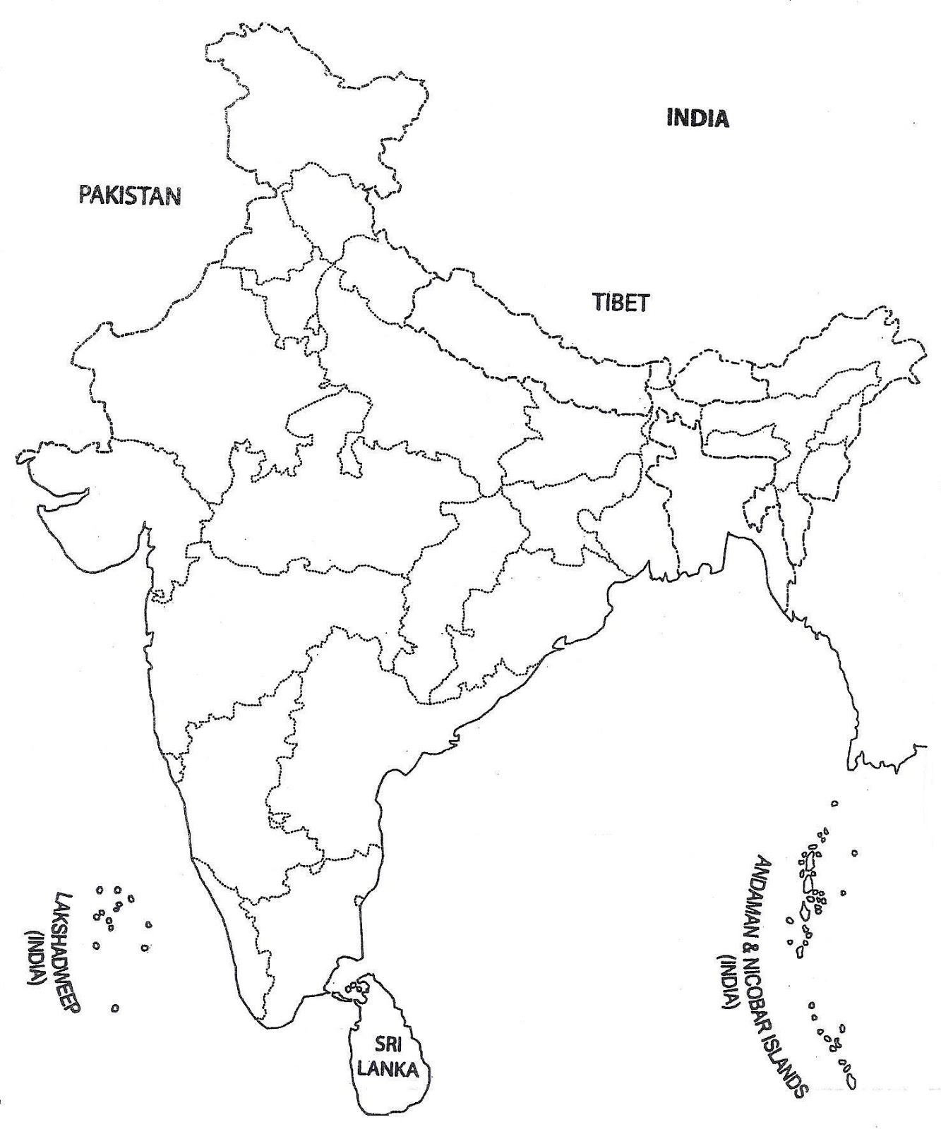 Blank political map of india outlines