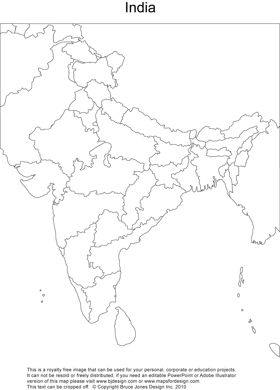 political map of india blank