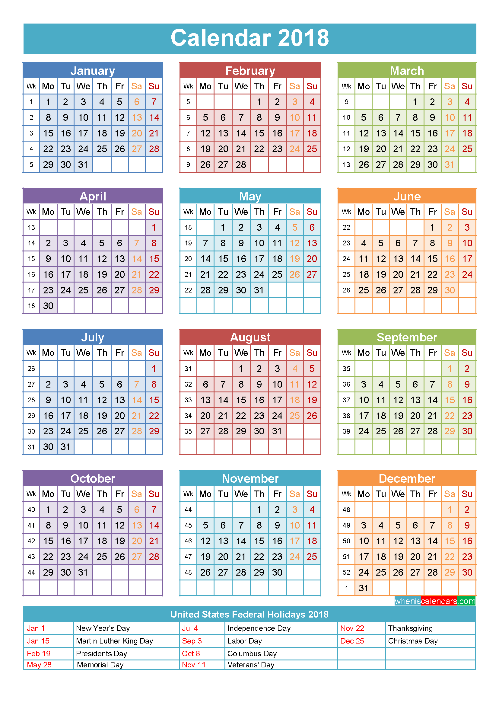 Download 2018 calendar india