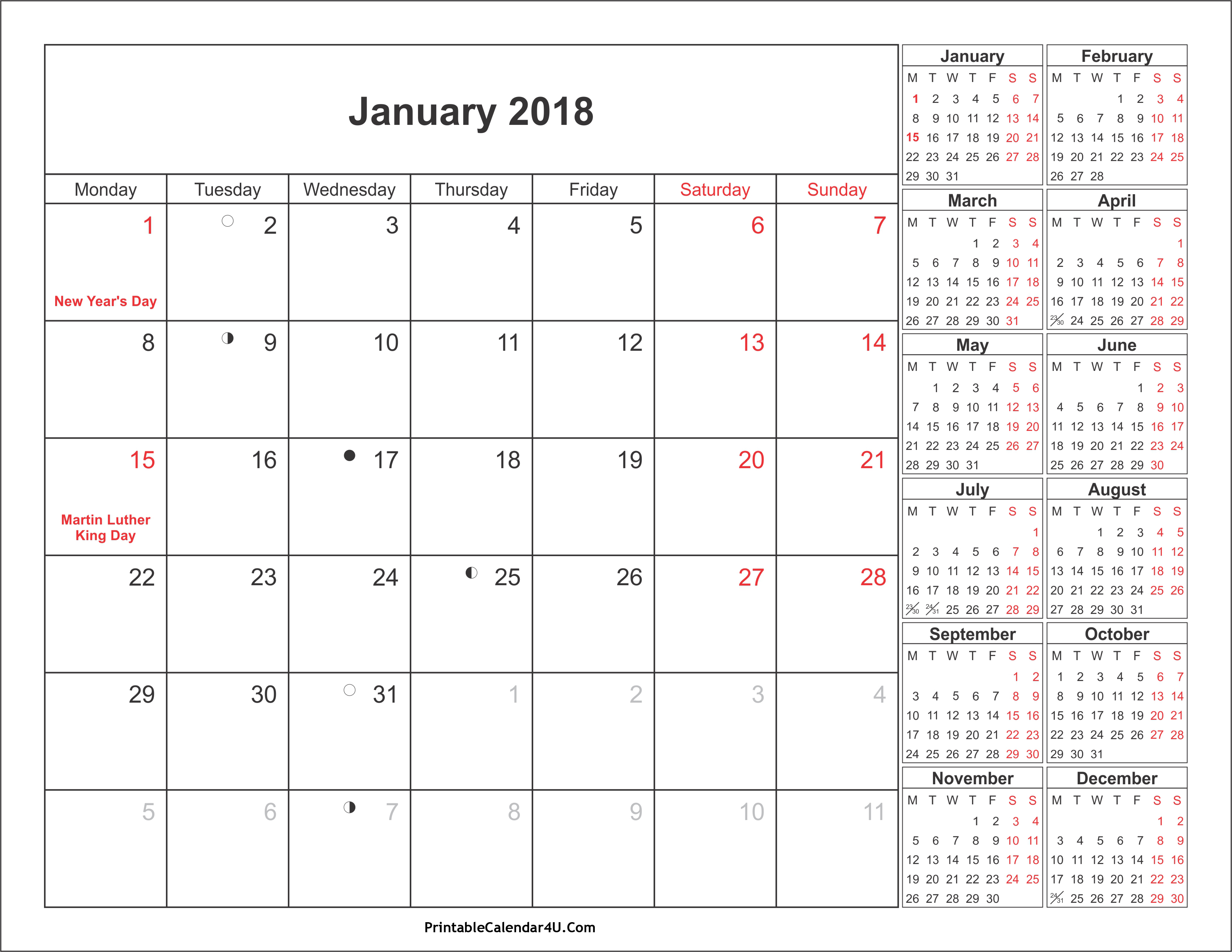 Download 2018 holidays list free