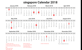 Printable calendar 2018 singapore