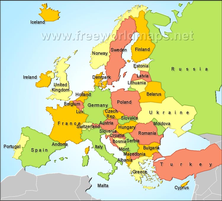 Download Europe political map free