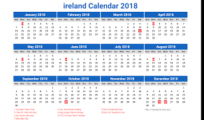 Free Printable calendar 2018 ireland