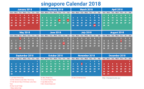 Free Printable calendar 2018 singapore with holidays list