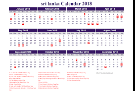 Free Printable calendar 2018 srilanka