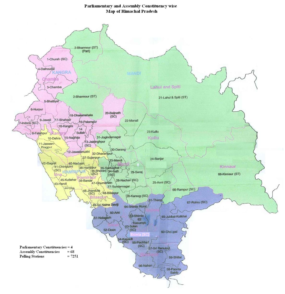 Himachal pradesh political map constituencies