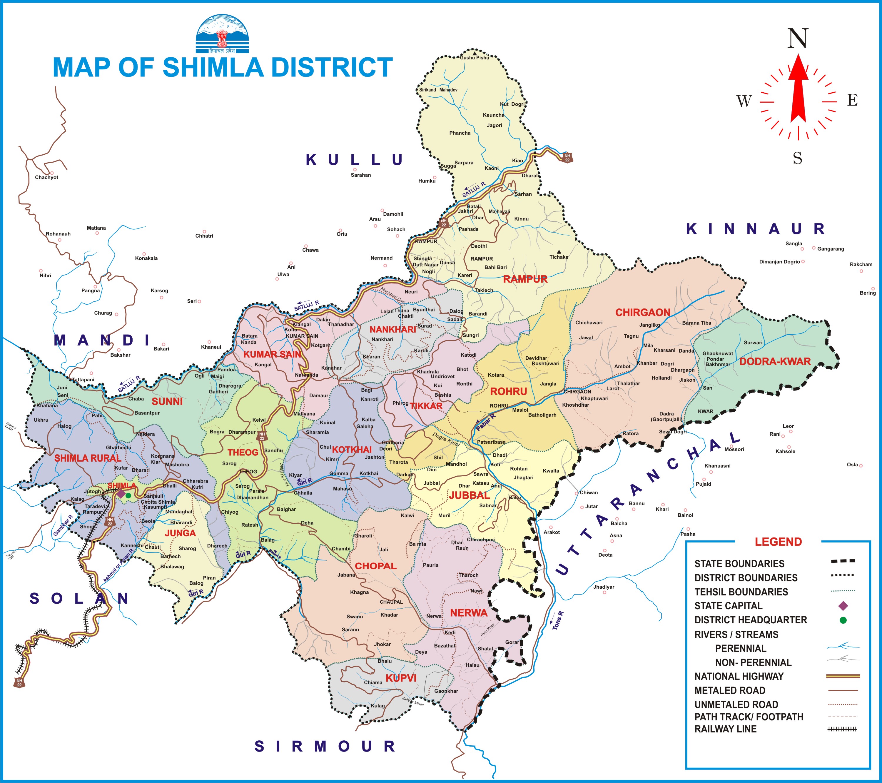 Himachal pradesh political map pic