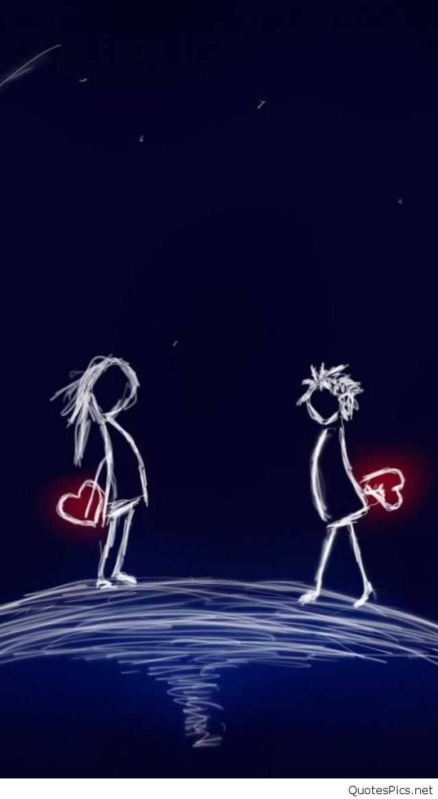 Iphone love wallpaper with clipart of lovely couple