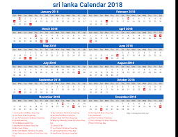 Latest Printable calendar 2018 srilanka