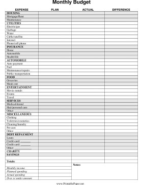 Printable budget worksheet free