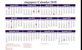 Printable calendar 2018 singapore