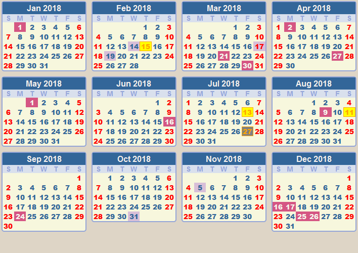 Printable calendar 2018 south africa