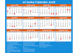 Printable calendar 2018 srilanka holidays list