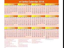 Printable calendar 2018 srilanka with holidays