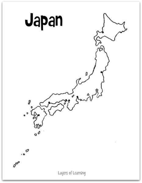 Printable map of Japan blank