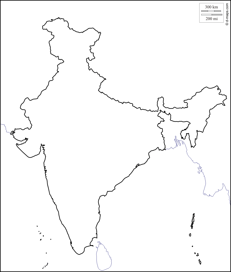 Printable outline map of india (1)