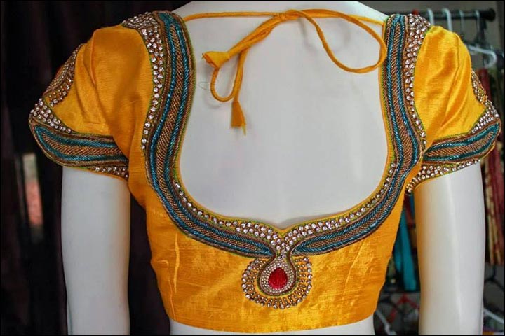 Turmeric yellow Blouse designs 2016 latest images