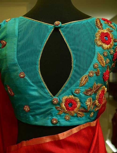 Best Blouse back neck designs with patch work