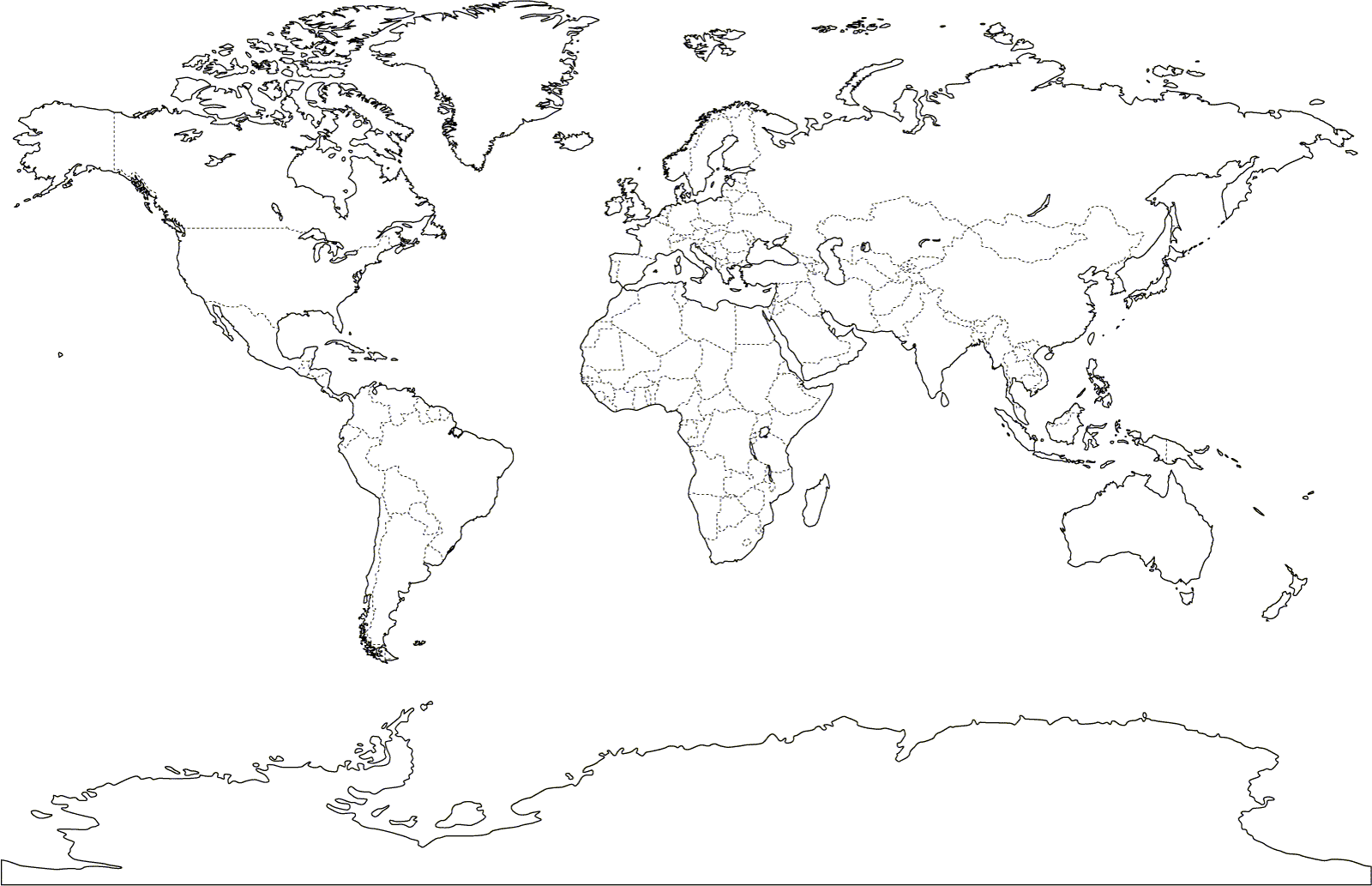 Big Blank world map