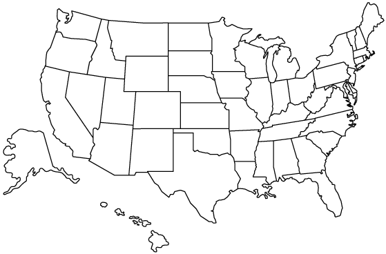 Blank us map with transparent background